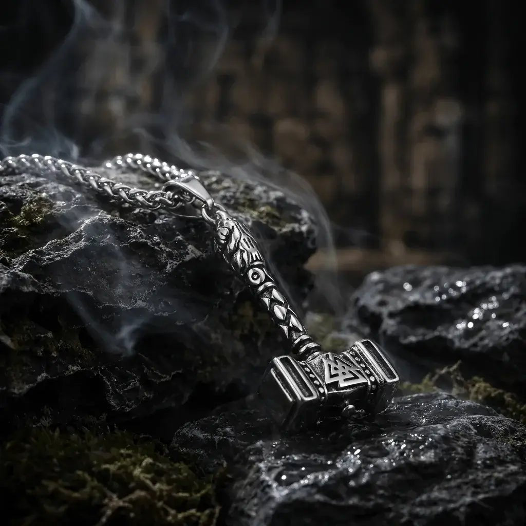 Mjornyx – Viking Thor Hammer Silver  Necklace 