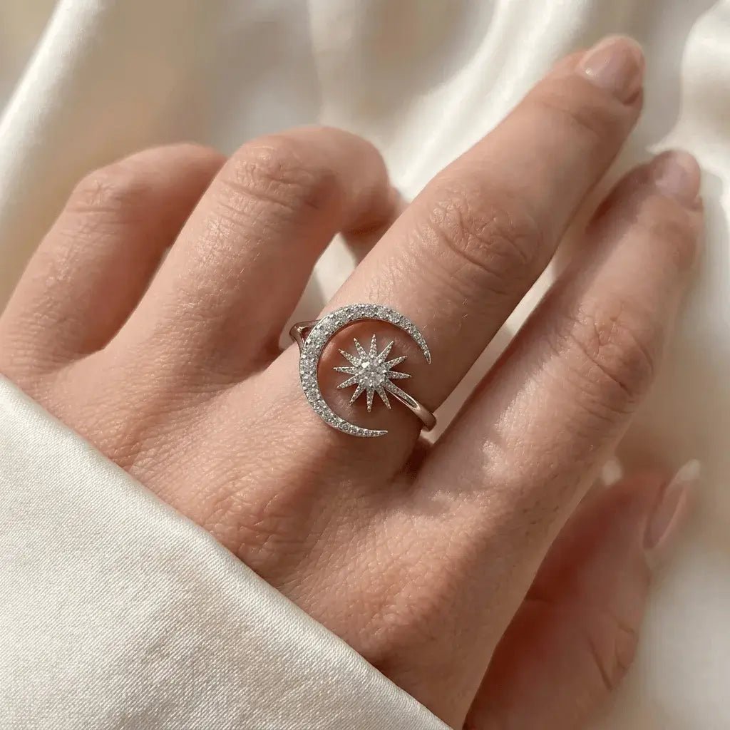 Moonveil Ring | Celestial Moon & Star Ring | Alvora