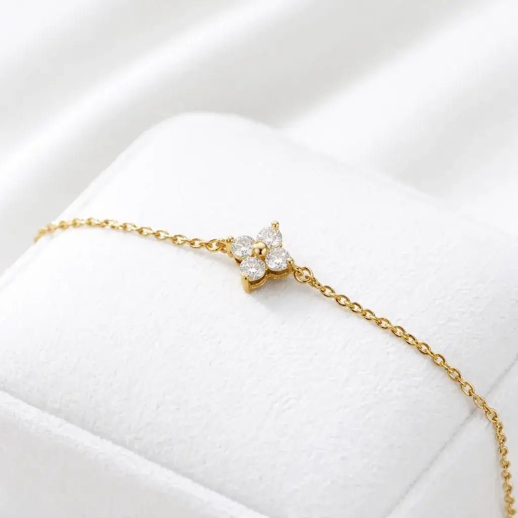 Noir Bloom  Floral Bracelet - Elegant Gold & Silver