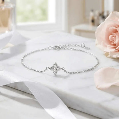 Noir Bloom  Floral Bracelet - Elegant Gold & Silver