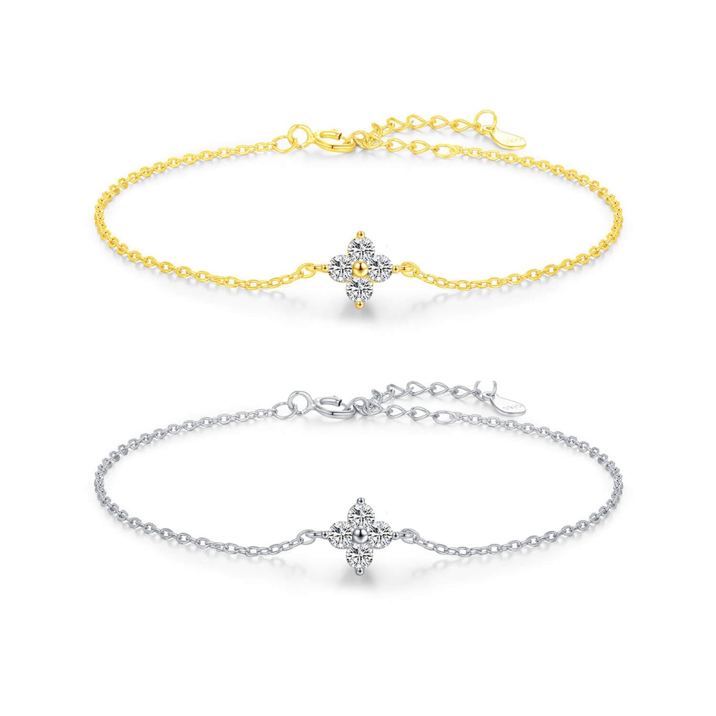 Noir Bloom  Floral Bracelet - Elegant Gold & Silver