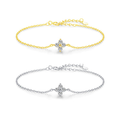 Noir Bloom  Floral Bracelet - Elegant Gold & Silver