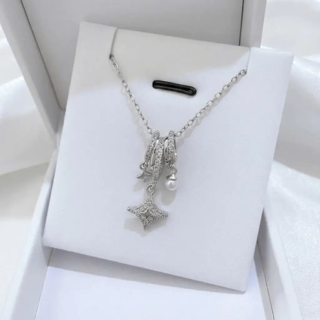 Alvora Norelys Aurora Star Pearl Necklace – Gold&Silver Waterproof Jewelry