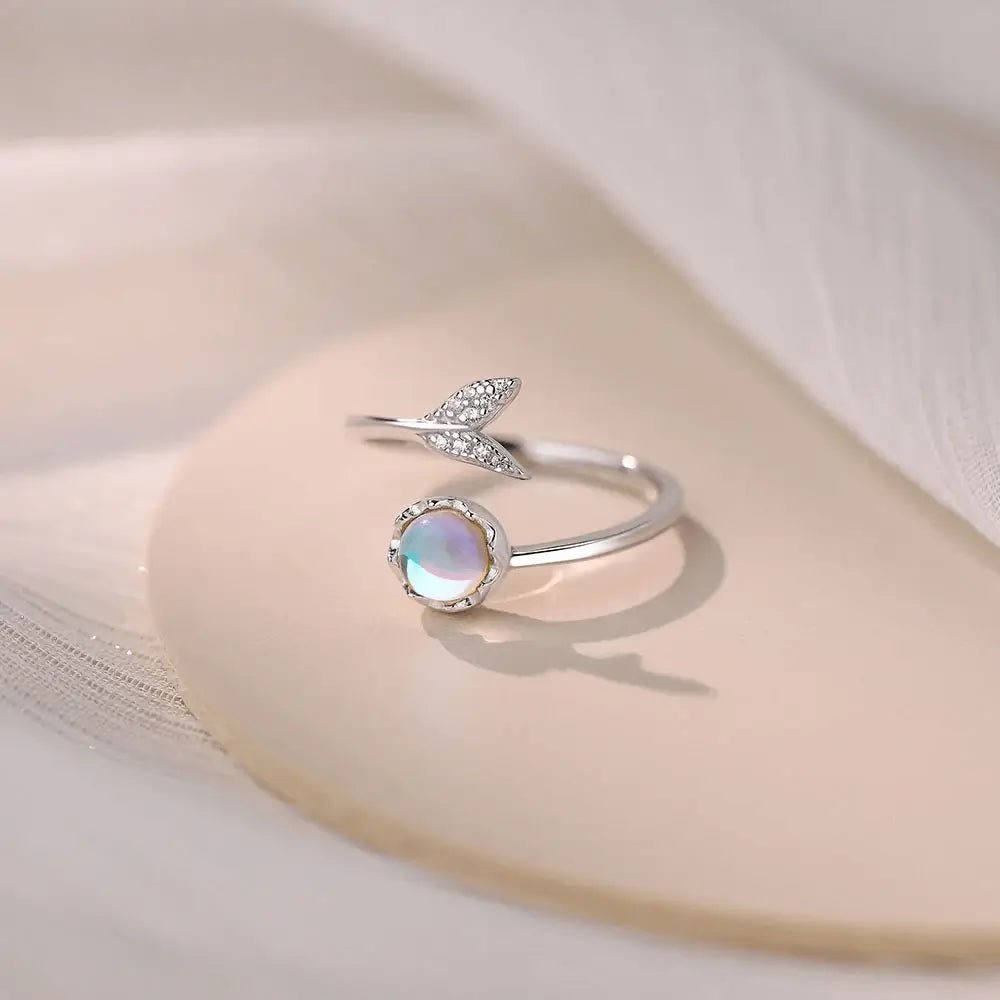 Alvora Nuvira Whale Tail Ring | Waterproof Opal, Gold & Silver Jewelry 