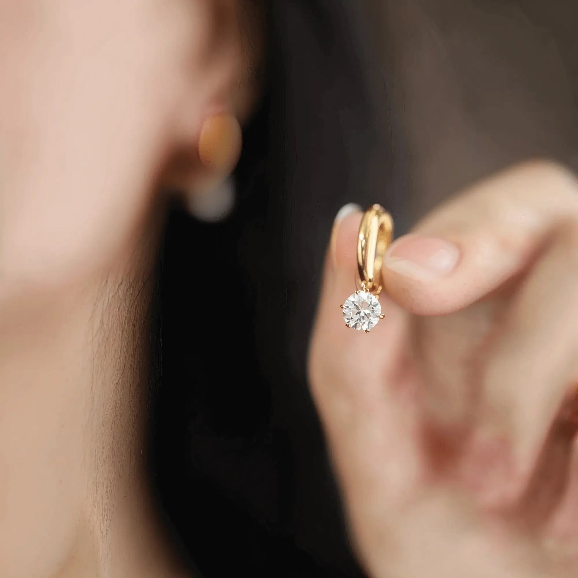 Alvora Olyra – 18K Gold Zircon Waterproof Hoops Earrings