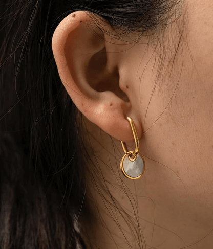 Orella Earrings – Mother of Pearl 18K Gold Plated Hoop Earrings