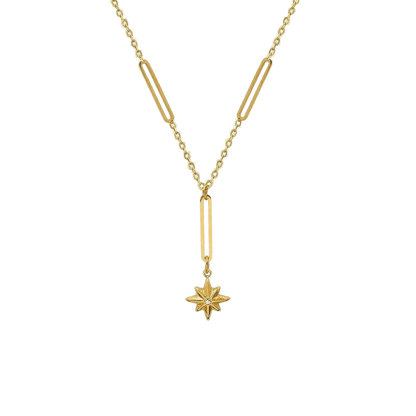 Orionis Necklace – 18K Gold Plated Star Pendant Figaro Chain