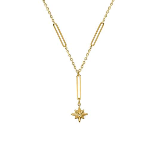 Orionis Necklace – 18K Gold Plated Star Pendant Figaro Chain