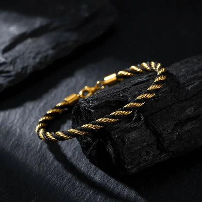 Orvex Rope Chain 18K Gold – Twisted Rope Bracelet