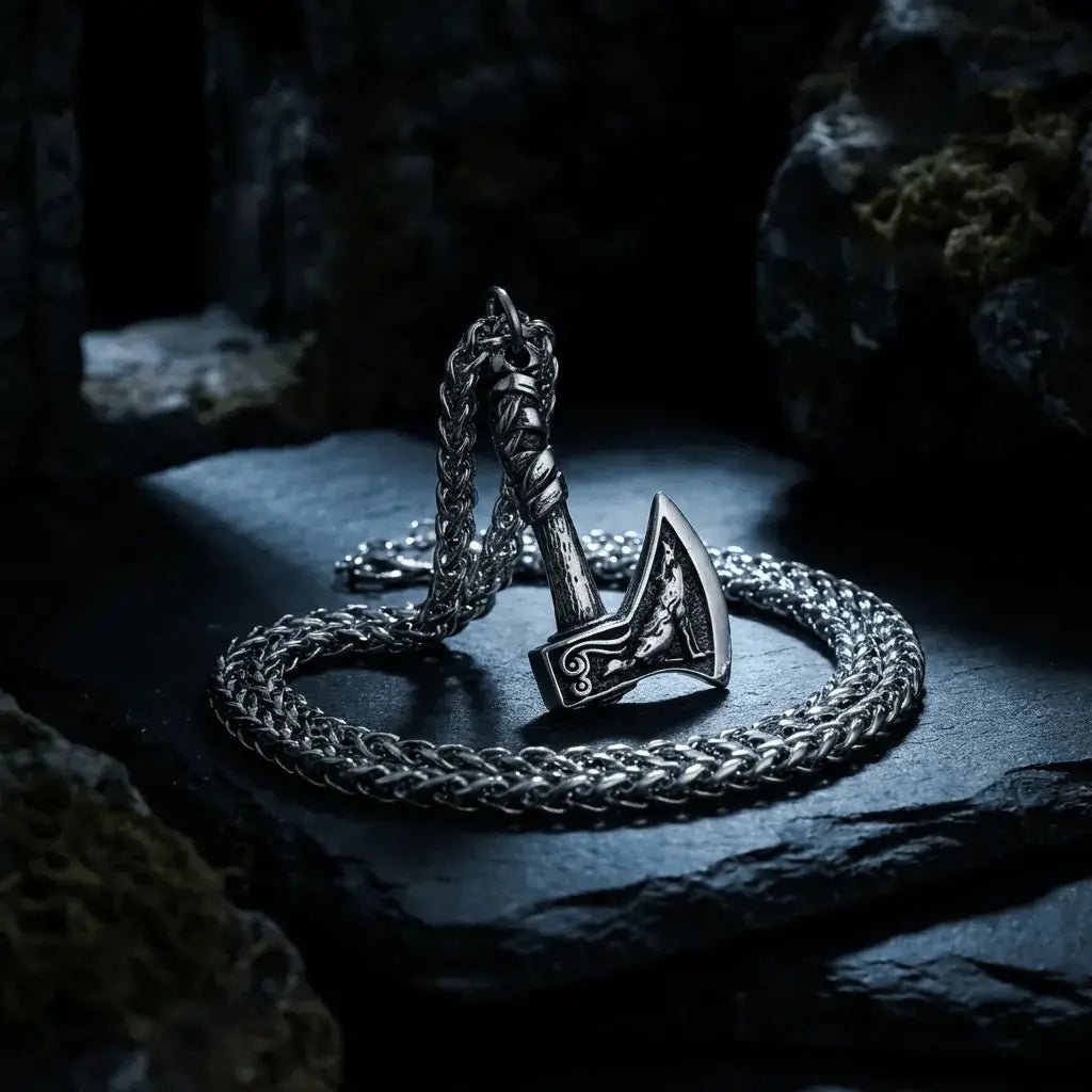Othrak War Axe Pendant – Viking Stainless Steel Axe Necklace