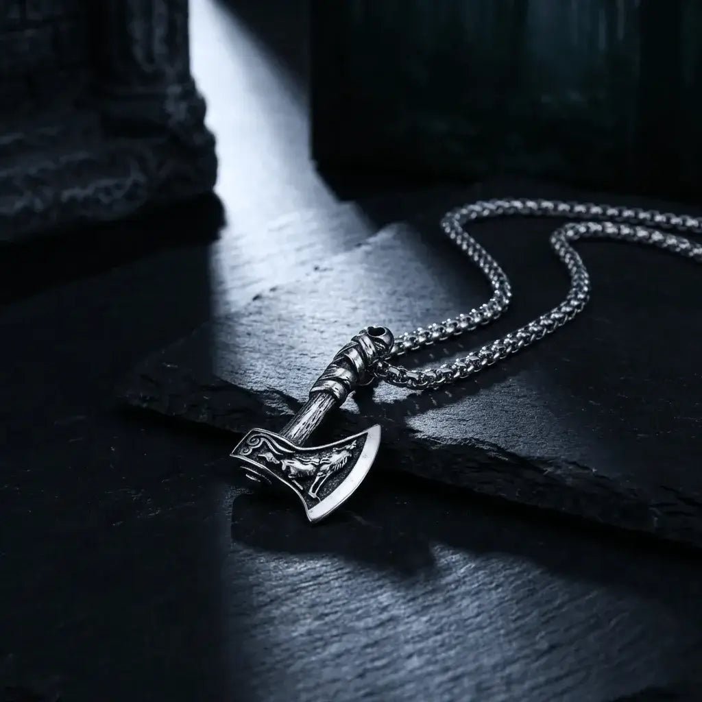 Othrak War Axe Pendant – Viking Stainless Steel Axe Necklace