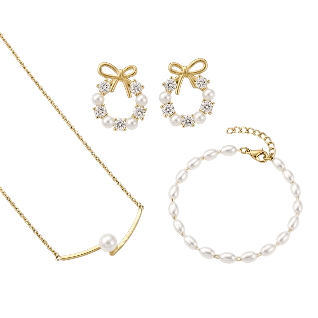 Pearl Radiance Bundle | Gold Pearl Jewellery Set
