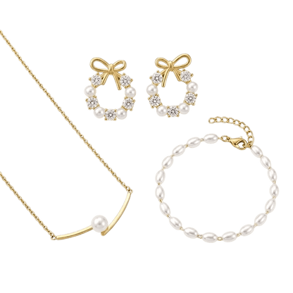 Pearl Radiance Bundle | Gold Pearl Jewellery Set