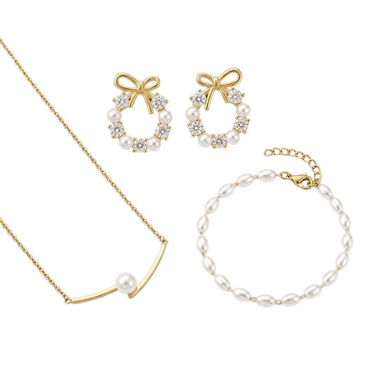 Pearl Radiance Bundle | Gold Pearl Jewellery Set