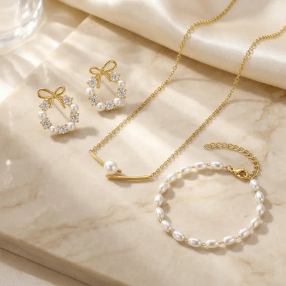 Pearl Radiance Bundle | Gold Pearl Jewellery Set
