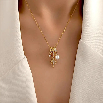 Alvora Perlistra Waterproof Necklace – Pearl & Star Charm Jewelry