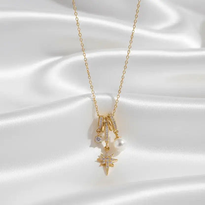 Alvora Perlistra Waterproof Necklace – Pearl & Star Charm Jewelry