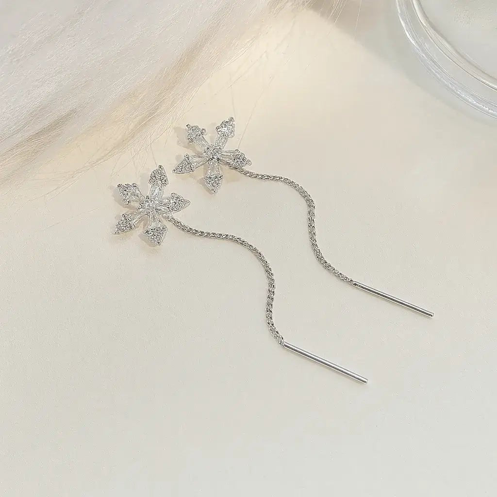 Alvora Petalune Earrings | Floral Drop Earrings with Subtle Sparkle