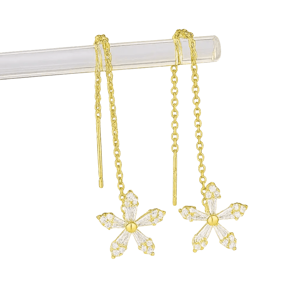 Alvora Petalune Earrings | Floral Drop Earrings with Subtle Sparkle