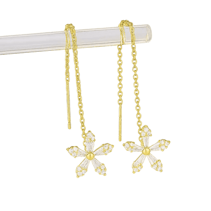 Alvora Petalune Earrings | Floral Drop Earrings with Subtle Sparkle