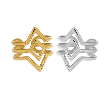 Alvora Quadria Ring – 18K Gold Plated Geometric Waterproof Tarnish-Free