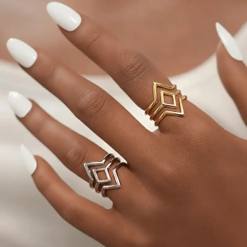 Alvora Quadria Ring – 18K Gold Plated Geometric Waterproof Tarnish-Free