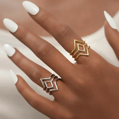 Alvora Quadria Ring – 18K Gold Plated Geometric Waterproof Tarnish-Free