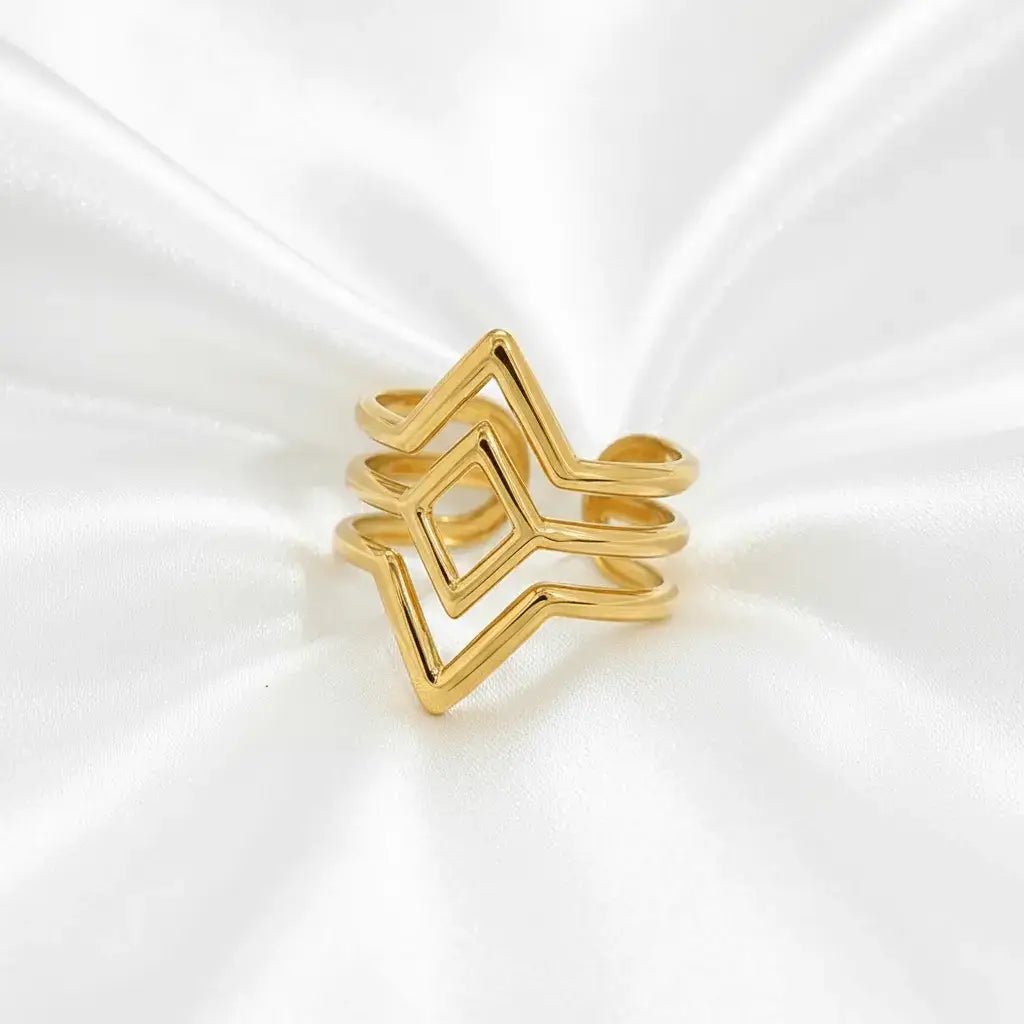 Alvora Quadria Ring – 18K Gold Plated Geometric Waterproof Tarnish-Free