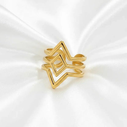 Alvora Quadria Ring – 18K Gold Plated Geometric Waterproof Tarnish-Free