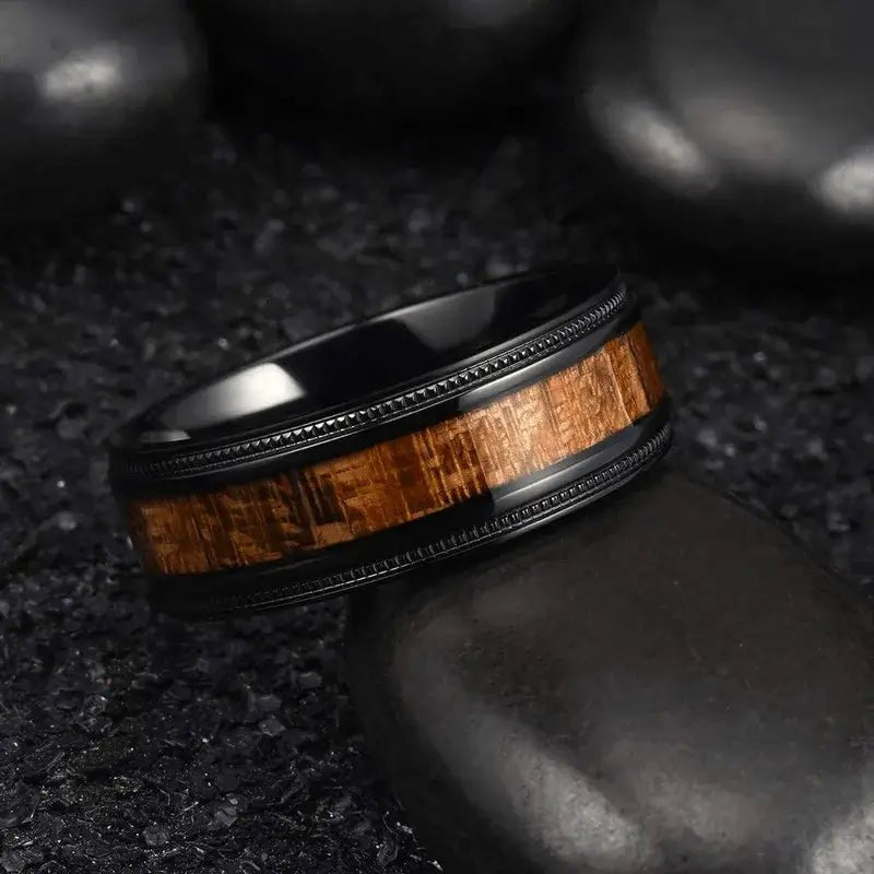 Alvora Racore Ring | Black Wood Grain | Where Steel Meets the Wild