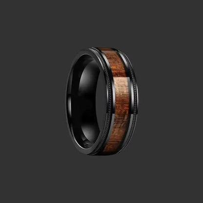 Alvora Racore Ring | Black Wood Grain | Where Steel Meets the Wild