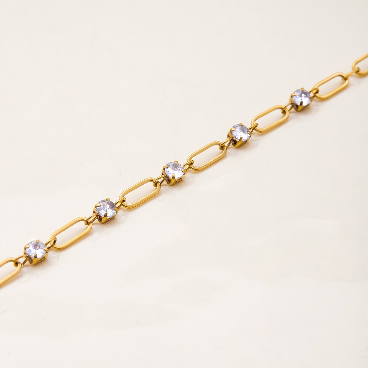 Rivella Jewelry – 18K Gold Tennis & Paper Link Bracelet