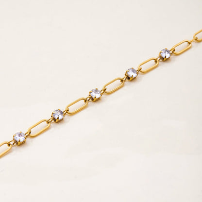 Rivella Jewelry – 18K Gold Tennis & Paper Link Bracelet