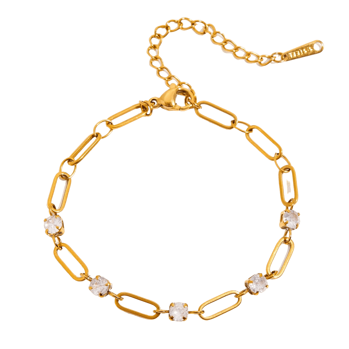 Rivella Jewelry – 18K Gold Tennis & Paper Link Bracelet