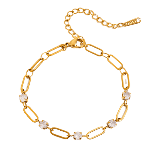 Rivella Jewelry – 18K Gold Tennis & Paper Link Bracelet