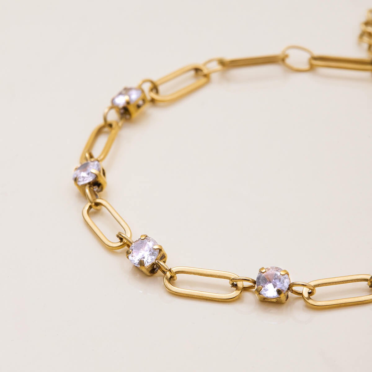 Rivella Jewelry – 18K Gold Tennis & Paper Link Bracelet