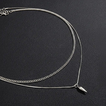 Alvora Rivex Double Layer Punk Necklace – Stainless Steel Geometric Jewelry