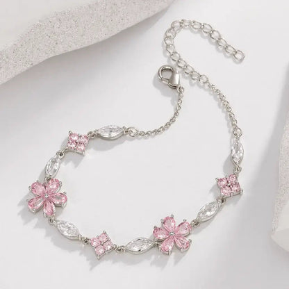 Alvora Rosafleur Silver Bracelet – Cherry Blossom Sakura Jewelry