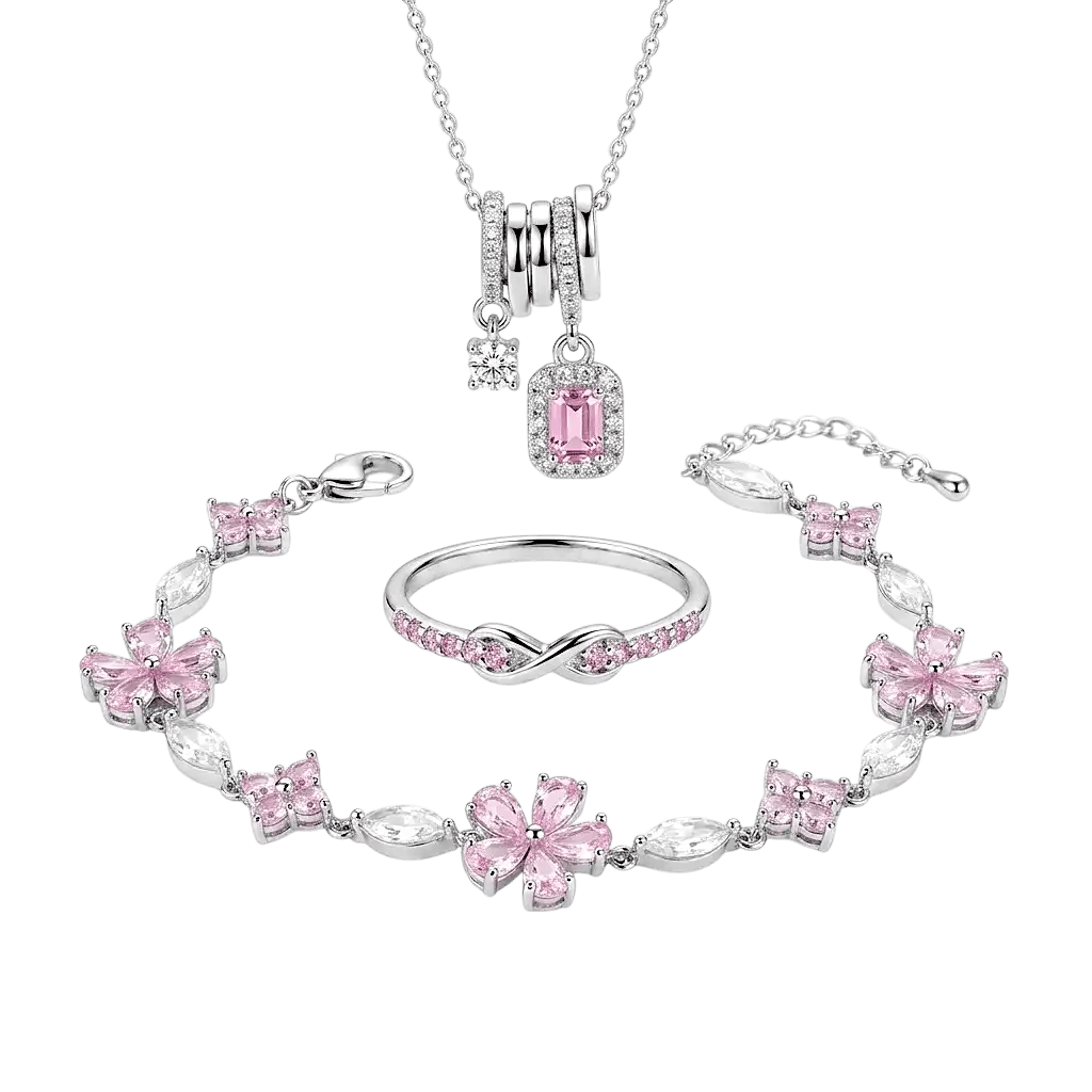 Rosé Silver Blossom Bundle | Silver Pink Jewellery Set