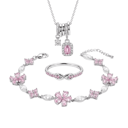 Rosé Silver Blossom Bundle | Silver Pink Jewellery Set