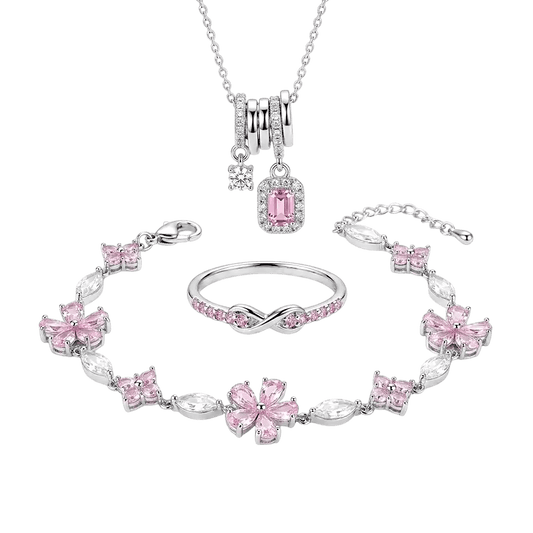 Rosé Silver Blossom Bundle | Silver Pink Jewellery Set