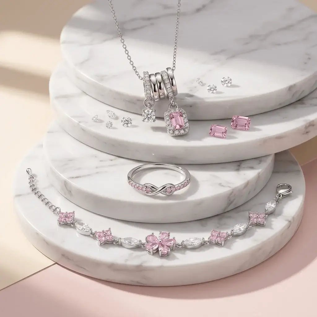 Rosé Silver Blossom Bundle | Silver Pink Jewellery Set