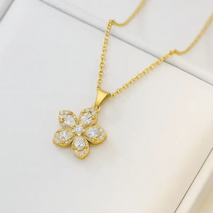 Alvora Roselora Ruby Flower Necklace – Gold Elegance Jewelry