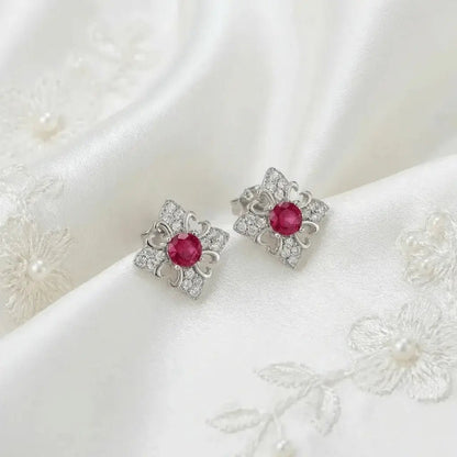 Rubellia – Red Zircon 18K Gold & Sterling Silver Earrings