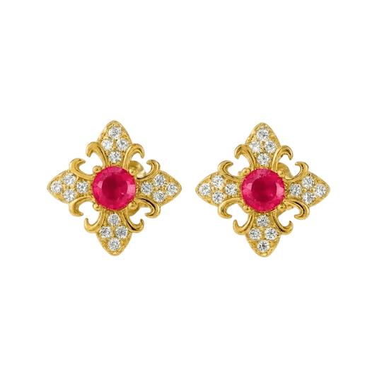 Rubellia – Red Zircon 18K Gold & Sterling Silver Earrings