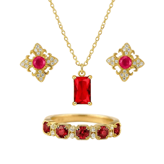 Ruby Passion Bundle | Gold Ruby Jewellery Set