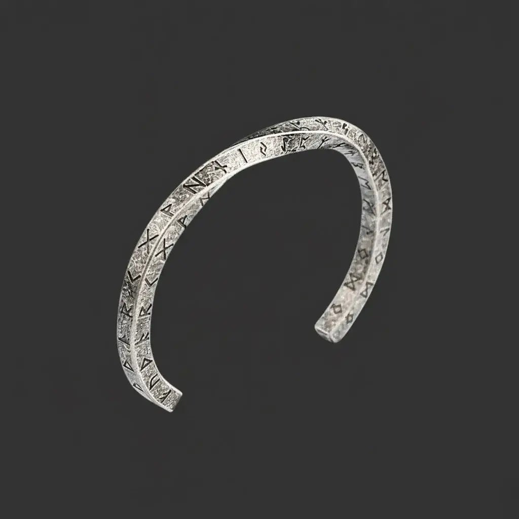 Alvora Skjoldar – Nordic Runes Viking War Bracelet, A retro twisted cuff