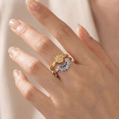 Solen Duo Ring – Sun & Moon Gold Jewelry