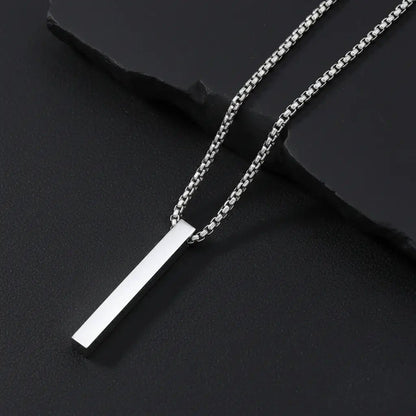 Alvora Solix 3D Bar Pendant Necklace – Stainless Steel Unisex Jewelry