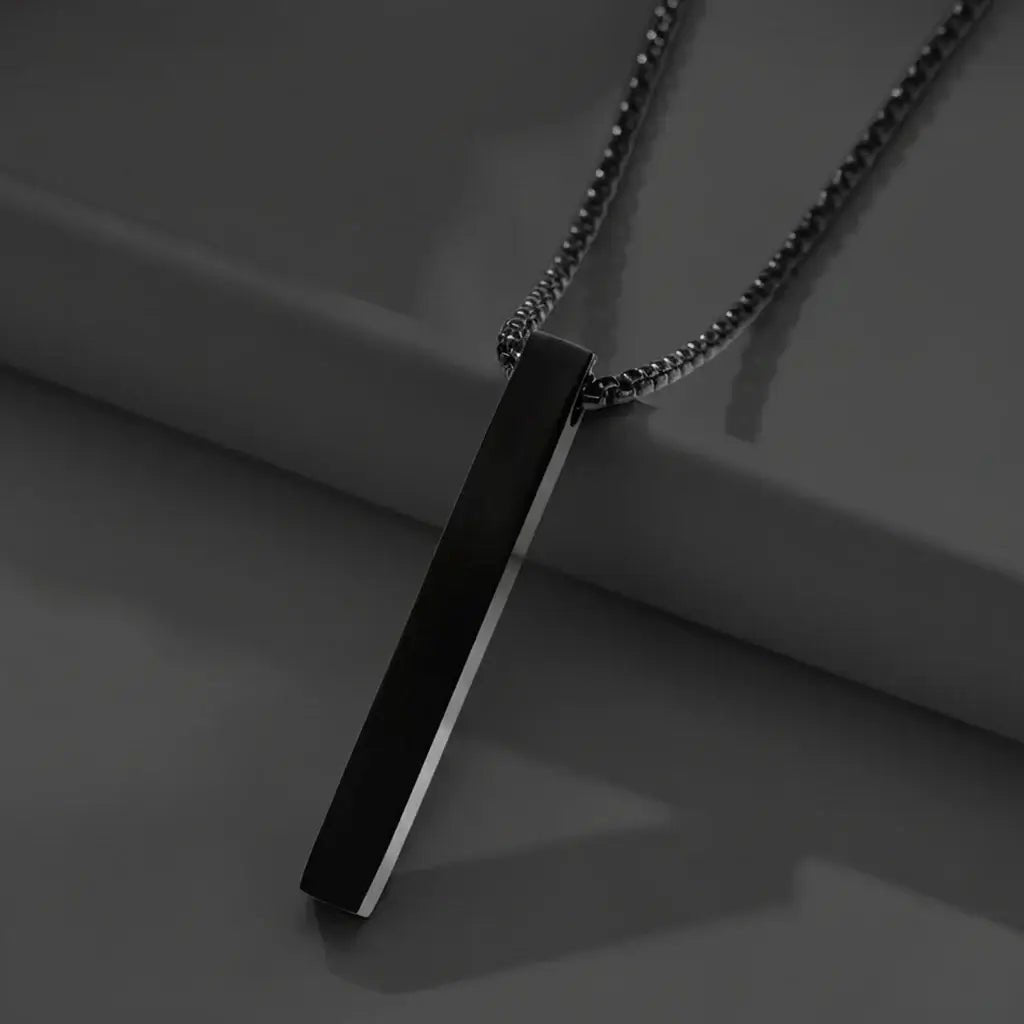 Alvora Solix 3D Bar Pendant Necklace – Stainless Steel Unisex Jewelry
